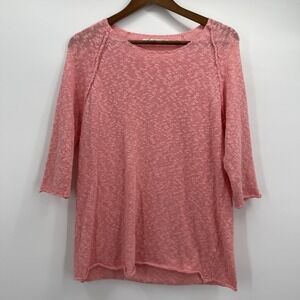Lulu B Sweater Womens Medium Pink Knit 3/4 Sleeve Tunic Lightweight Top